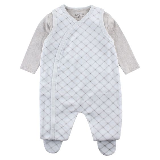 Fixoni 2-tlg. Set Hush Nicki Strampler + Body - Karo Blau - Gr. 56