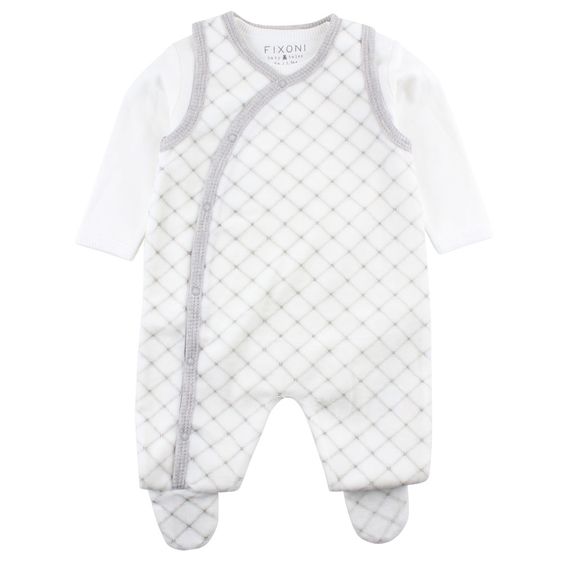 Fixoni 2-tlg. Set Hush Nicki Strampler + Body - Karo Offwhite - Gr. 56