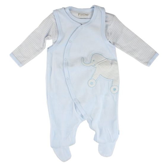 Fixoni 2-tlg. Set Nicki-Strampler + Body Elephant - Blau - Gr. 50