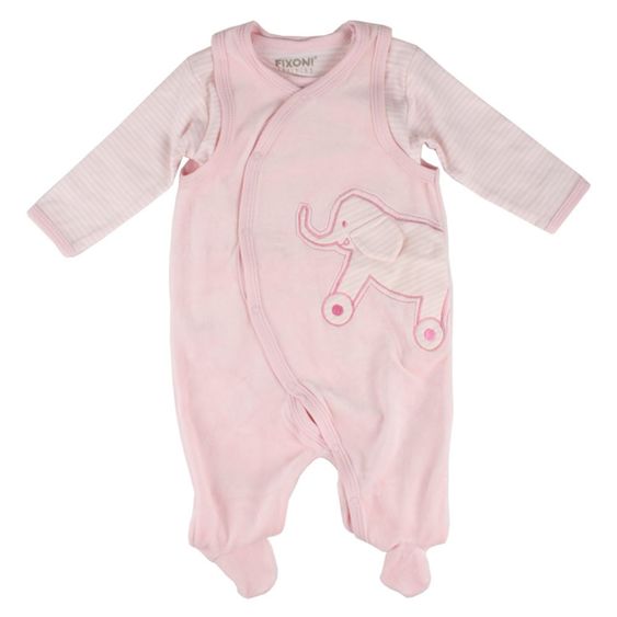 Fixoni 2-tlg. Set Nicki-Strampler + Body Elephant - Rosa - Gr. 50
