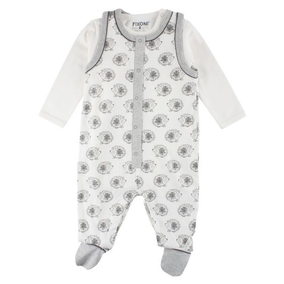 Fixoni Set 2 pezzi tutina + body - Hedgehog Offwhite Grey - Taglia 62