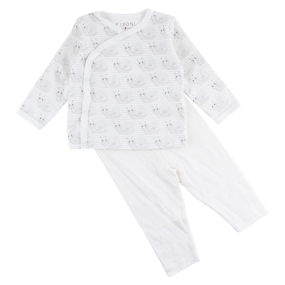 Fixoni 2 tlg. Set Wickelshirt + Hose - Grow Schnecke Offwhite - Gr. 56