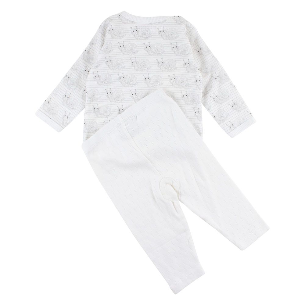 Fixoni 2 tlg. Set Wickelshirt + Hose - Grow Schnecke Offwhite - Gr. 56