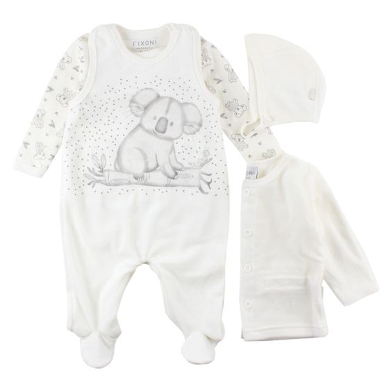 Fixoni 4tlg. Set Strampler & Body & Jacke & Mütze - Koala Offwhite - Gr. 50
