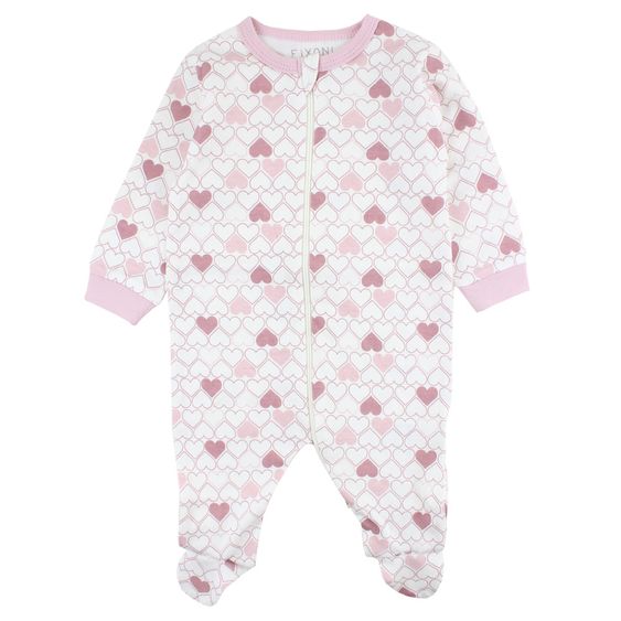 Fixoni Schlafanzug Einteiler Infinity Herzen - Rosa Offwhite - Gr. 56