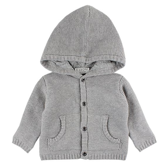 Fixoni Strickjacke mit Kapuze - Future Grau Melange - Gr. 50/56