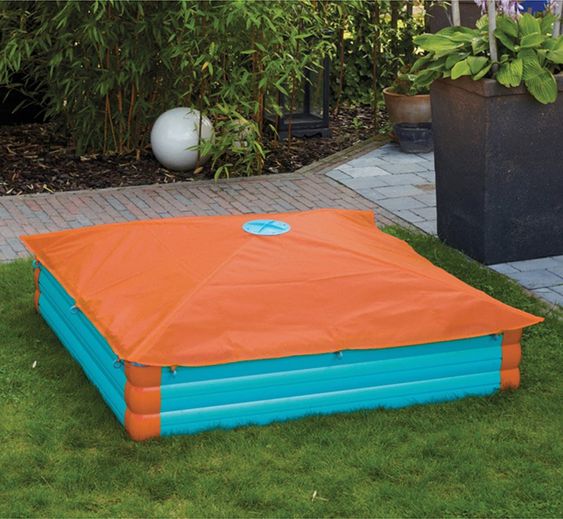 Gardena Sandkasten mit großem Zubehör-Set & Sonnenschirm 120 x 120 cm