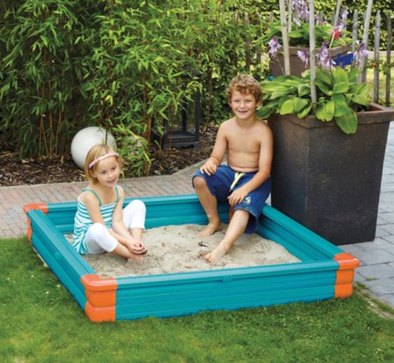 Gardena Sandkasten mit großem Zubehör-Set & Sonnenschirm 120 x 120 cm