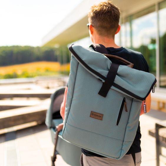 Gesslein 2 in 1 Wickelrucksack & Wickeltasche N°6 mit Wickelunterlage und vielen Fächern - Aqua Mint