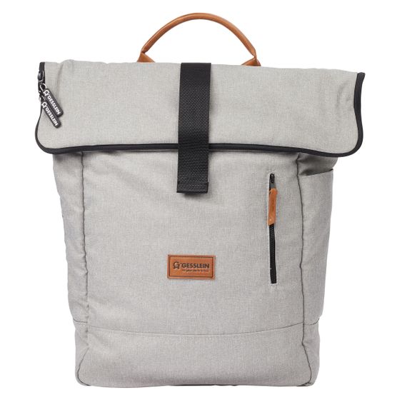 Gesslein 2 in 1 Wickelrucksack & Wickeltasche N°6 mit Wickelunterlage und vielen Fächern - Granitgrau Meliert