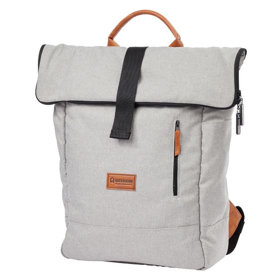 Gesslein 2 in 1 Wickelrucksack & Wickeltasche N°6 mit Wickelunterlage und vielen Fächern - Granitgrau Meliert