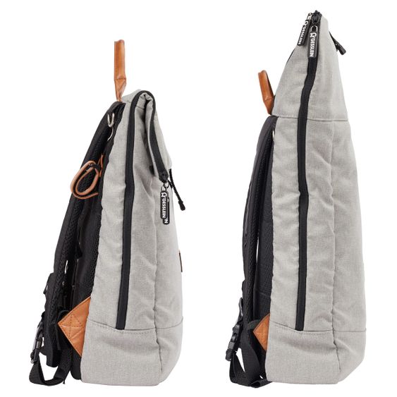 Gesslein 2 in 1 Wickelrucksack & Wickeltasche N°6 mit Wickelunterlage und vielen Fächern - Granitgrau Meliert