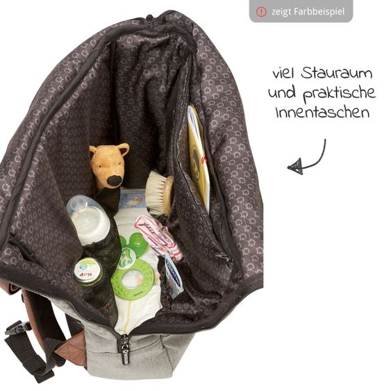 Gesslein Zaino fasciatoio 2 in 1 e borsa fasciatoio N°6 con fasciatoio e numerosi scomparti - Grigio