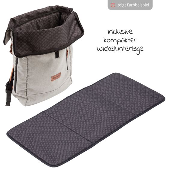 Gesslein Zaino fasciatoio 2 in 1 e borsa fasciatoio N°6 con fasciatoio e numerosi scomparti - Grigio