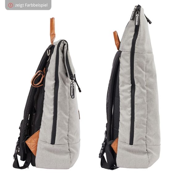 Gesslein Zaino fasciatoio 2 in 1 e borsa fasciatoio N°6 con fasciatoio e numerosi scomparti - Grigio
