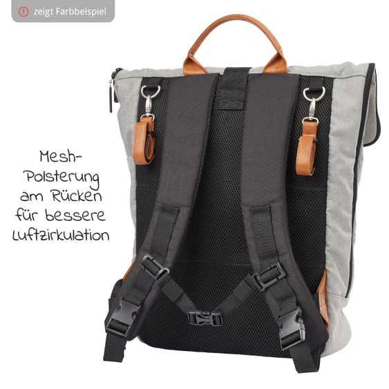 Gesslein Zaino fasciatoio 2 in 1 e borsa fasciatoio N°6 con fasciatoio e numerosi scomparti - Grigio