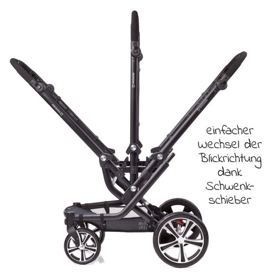 Gesslein 2in1 Kinder-Kombiwagen F6 Air+ Classic C1 Lift Tragetasche & Sportwagenaufsatz mit Schwenkschieber - Schwarz-Schokobraun