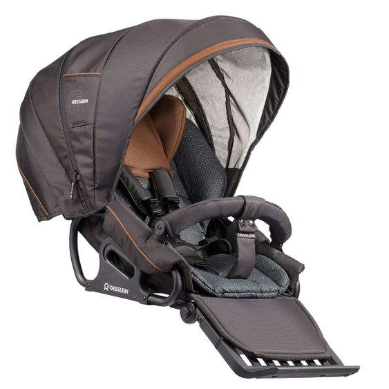 Gesslein 2in1 Kinder-Kombiwagen F6 Air+ Classic C1 Lift Tragetasche & Sportwagenaufsatz mit Schwenkschieber - Schwarz-Schokobraun