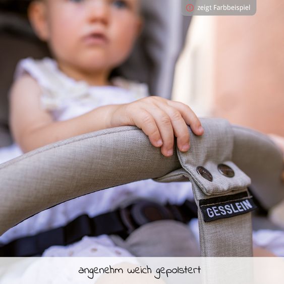 Gesslein 2in1 Kinder-Kombiwagen F6 Air+ Classic mit C1 Lift Tragetasche & Sportwagenaufsatz mit Schwenkschieber - Schwarz-Sand