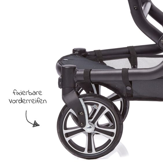 Gesslein 2in1 Kinder-Kombiwagen F6 Air+ Classic mit C1 Lift Tragetasche & Sportwagenaufsatz mit Schwenkschieber - Schwarz-Sand