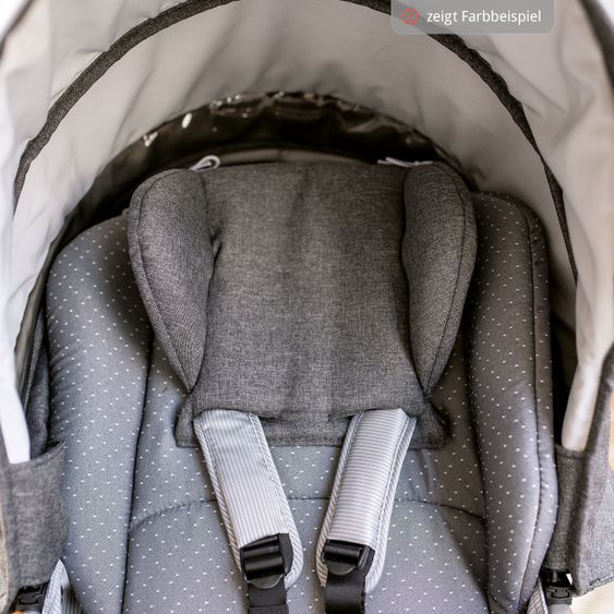 Gesslein 2in1 Kinder-Kombiwagen F6 Air+ Classic mit C1 Lift Tragetasche & Sportwagenaufsatz mit Schwenkschieber - Schwarz-Sand