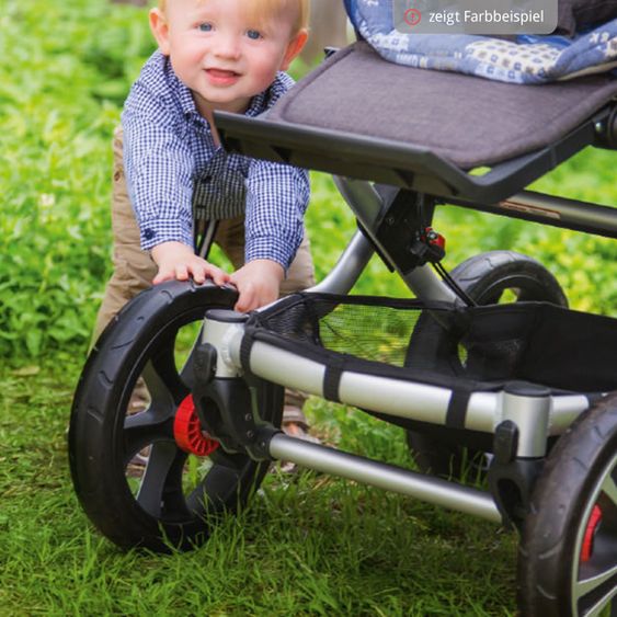 Gesslein 2in1 Kinder-Kombiwagen F6 Air+ Classic mit C1 Lift Tragetasche & Sportwagenaufsatz mit Schwenkschieber - Schwarz-Sand