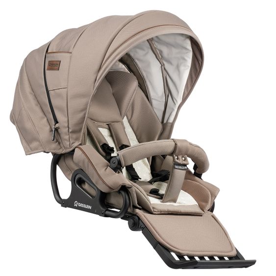 Gesslein 2in1 Kinder-Kombiwagen F6 Air+ Classic mit C1 Lift Tragetasche & Sportwagenaufsatz mit Schwenkschieber - Schwarz-Sand