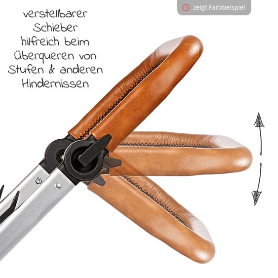 Gesslein 2in1 Kinder-Kombiwagen FX4 Soft+ Classic mit CX3 Wanne & umsetzbarern Sportwagenaufsatz - Schwarz-Cognac-Khaki