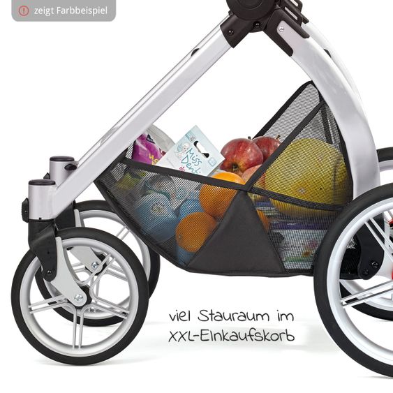 Gesslein 2in1 Kinder-Kombiwagen FX4 Soft+ Classic mit CX3 Wanne & umsetzbarern Sportwagenaufsatz - Schwarz-Cognac-Khaki