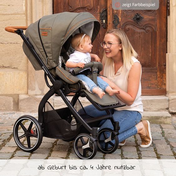 Gesslein 2in1 Kinder-Kombiwagen FX4 Soft+ Classic mit CX3 Wanne & umsetzbarern Sportwagenaufsatz - Schwarz-Scharz-Grau