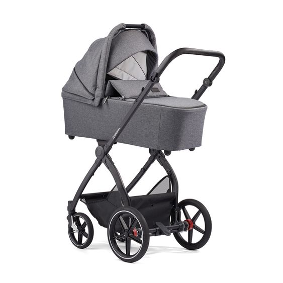 Gesslein 2in1 Kinder-Kombiwagen FX4 Soft+ Classic mit CX3 Wanne & umsetzbarern Sportwagenaufsatz - Schwarz-Scharz-Grau