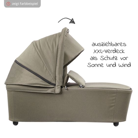 Gesslein 2in1 Kinder-Kombiwagen FX4 Soft+ Classic mit CX3 Wanne & umsetzbarern Sportwagenaufsatz - Schwarz-Scharz-Grau