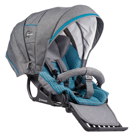 Gesslein 2in1 Kinder-Kombiwagen FX4 Soft+ Classic mit CX3 Wanne & umsetzbarern Sportwagenaufsatz - Schwarz-Scharz-Grau