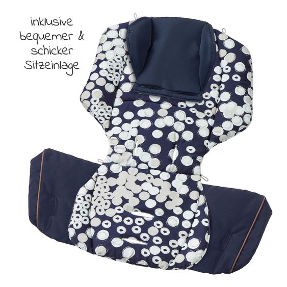 Gesslein Passeggino classico 2in1 FX4 Soft+ con navicella CX3 e attacco per passeggino trasformabile - Nero Tabacco Navy