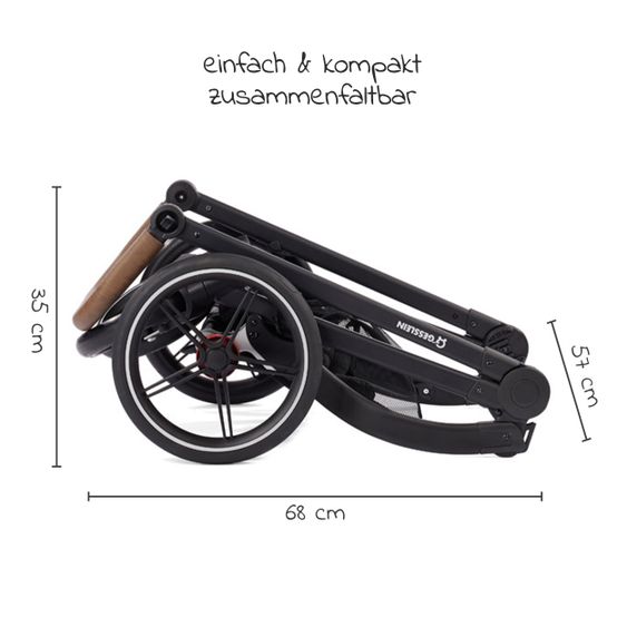 Gesslein Passeggino classico 2in1 FX4 Soft+ con navicella CX3 e attacco per passeggino trasformabile - Nero Tabacco Navy