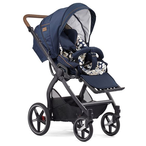 Gesslein Passeggino classico 2in1 FX4 Soft+ con navicella CX3 e attacco per passeggino trasformabile - Nero Tabacco Navy
