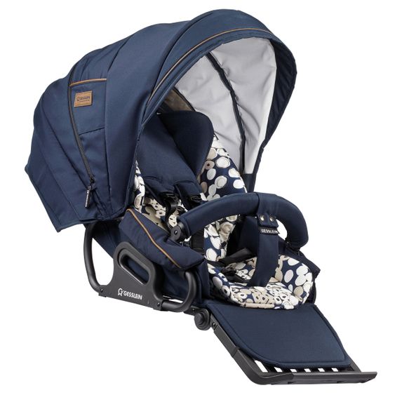 Gesslein Passeggino classico 2in1 FX4 Soft+ con navicella CX3 e attacco per passeggino trasformabile - Nero Tabacco Navy