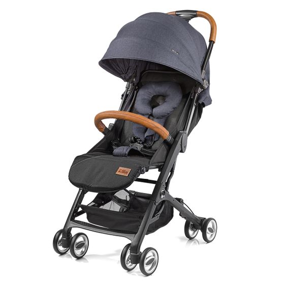 Gesslein Buggy & Reisebuggy Smiloo Cuby mit Liegeposition, klein faltbar nur 6,5kg - Black-Cognac-Blau Meliert