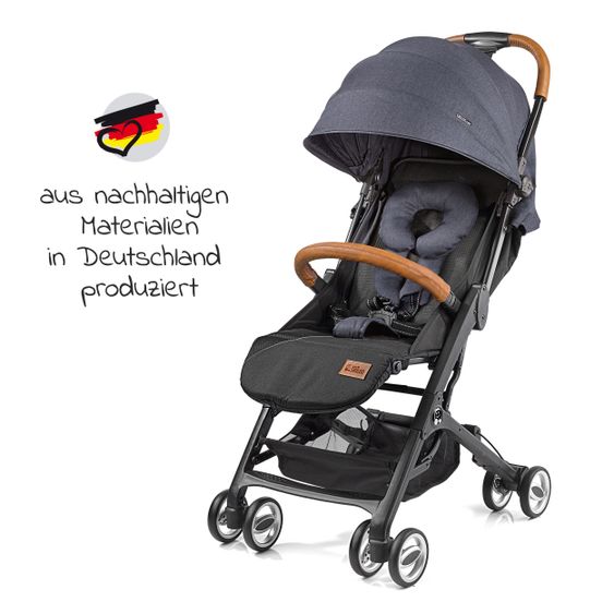 Gesslein Buggy & Reisebuggy Smiloo Cuby mit Liegeposition, klein faltbar nur 6,5kg - Black-Cognac-Blau Meliert