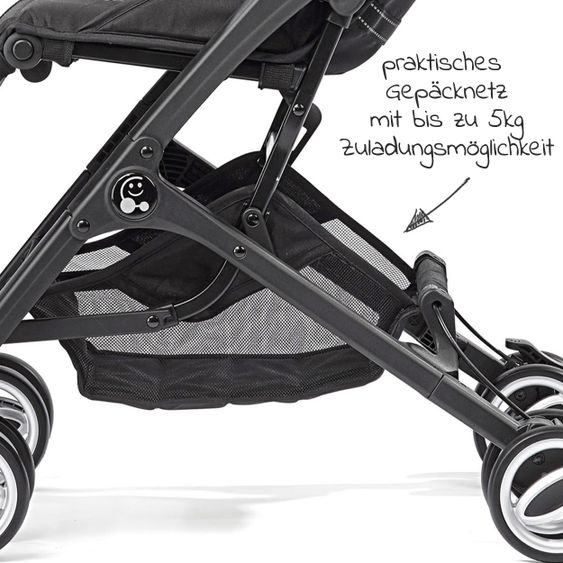 Gesslein Buggy & Reisebuggy Smiloo Cuby mit Liegeposition, klein faltbar nur 6,5kg - Black-Cognac-Blau Meliert