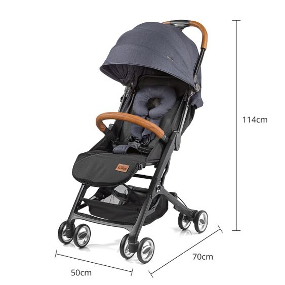 Gesslein Buggy & Reisebuggy Smiloo Cuby mit Liegeposition, klein faltbar nur 6,5kg - Black-Cognac-Blau Meliert