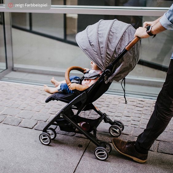 Gesslein Buggy & Reisebuggy Smiloo Cuby mit Liegeposition, klein faltbar nur 6,5kg - Black-Cognac-Blau Meliert