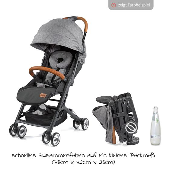 Gesslein Buggy & Reisebuggy Smiloo Cuby mit Liegeposition, klein faltbar nur 6,5kg - Black-Cognac-Blau Meliert