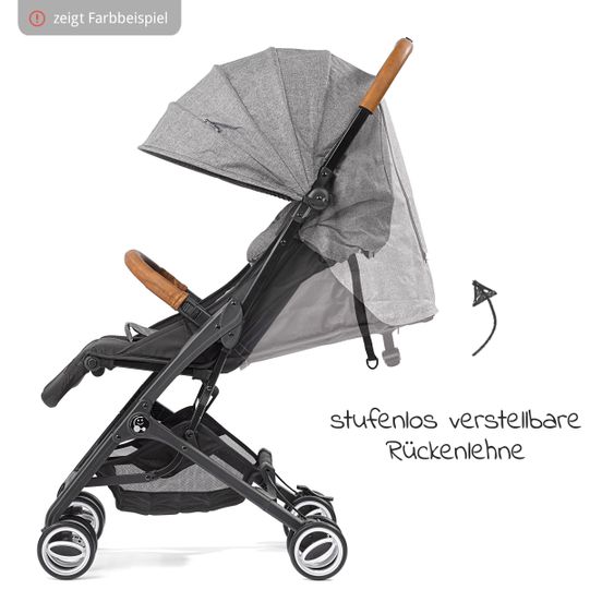 Gesslein Buggy & Reisebuggy Smiloo Cuby mit Liegeposition, klein faltbar nur 6,5kg - Black-Cognac-Blau Meliert