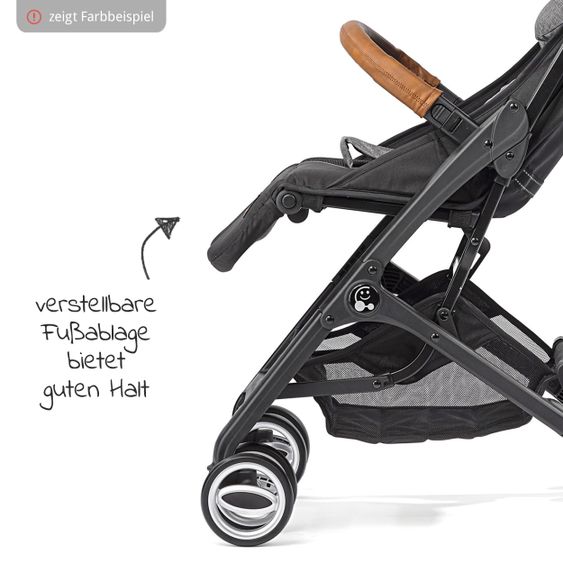 Gesslein Buggy & Reisebuggy Smiloo Cuby mit Liegeposition, klein faltbar nur 6,5kg - Black-Cognac-Blau Meliert