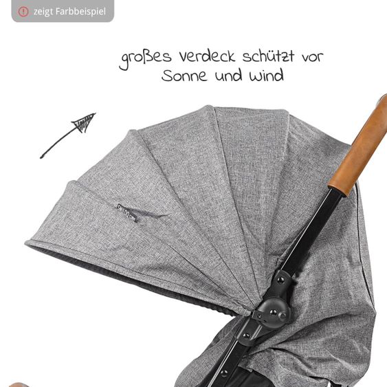 Gesslein Buggy & Reisebuggy Smiloo Cuby mit Liegeposition, klein faltbar nur 6,5kg - Black-Cognac-Camel Meliert