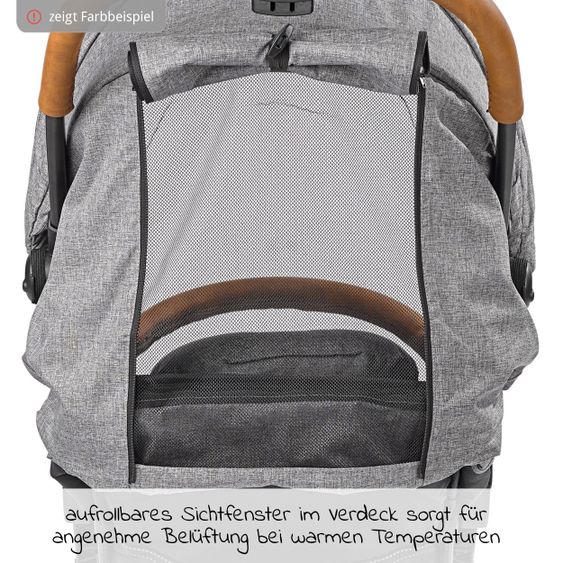 Gesslein Buggy & Reisebuggy Smiloo Cuby mit Liegeposition, klein faltbar nur 6,5kg - Black-Cognac-Camel Meliert