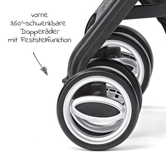 Gesslein Buggy & Reisebuggy Smiloo Cuby mit Liegeposition, klein faltbar nur 6,5kg - Black-Cognac-Camel Meliert