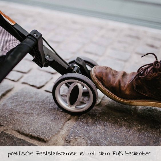 Gesslein Buggy & Reisebuggy Smiloo Cuby mit Liegeposition, klein faltbar nur 6,5kg - Black-Cognac-Camel Meliert