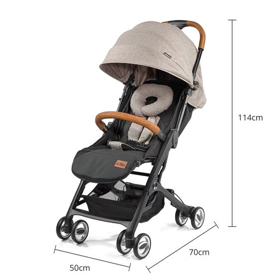 Gesslein Buggy & Reisebuggy Smiloo Cuby mit Liegeposition, klein faltbar nur 6,5kg - Black-Cognac-Camel Meliert